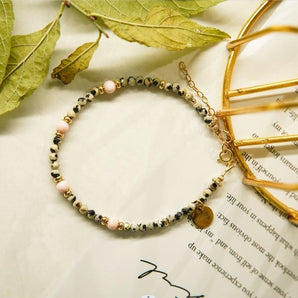 Spotted Jasper and Pink Shell-of-Pearl Fashionable Elegance Girl's bracelet🌍 - ownrare