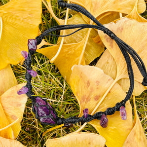 Handmade Natural Raw Purple Crystal Bracelets, Rope-Wrapped Amethyst Bracelets 🔮 - ownrare