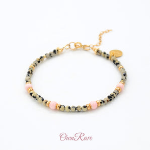 Spotted Jasper and Pink Shell-of-Pearl Bracelet