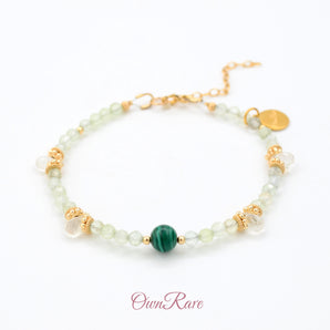 Malachite with natural white crystal girly bracelet