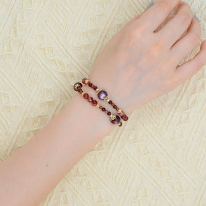 Pomegranate Sun God Beautiful Goddess Fashion Double-loop Gemstone Bracelet