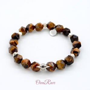 Yellow tiger eye stone men and women silver bracelet