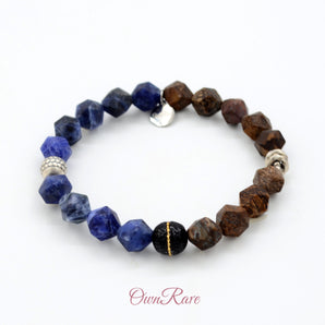 High-end, niche, stylish and unique blue stone Bronzite silver bracelets for men and women