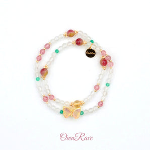 White crystal strawberry crystal double ring jewel bracelet