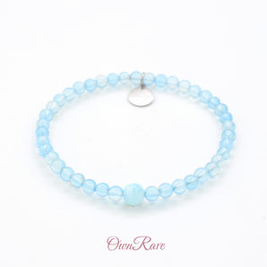 Natural Blue Aquamarine & Sea grain stone Wave Stone Bracelet,Serenity Healing bracelet🌊