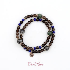 Tea crystal lapis lazuli double ring gemstone bracelet