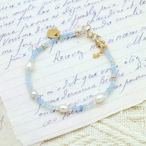 Pearl natural crystal exquisite ladies bracelet,Natural morganite Wrist accessories💎